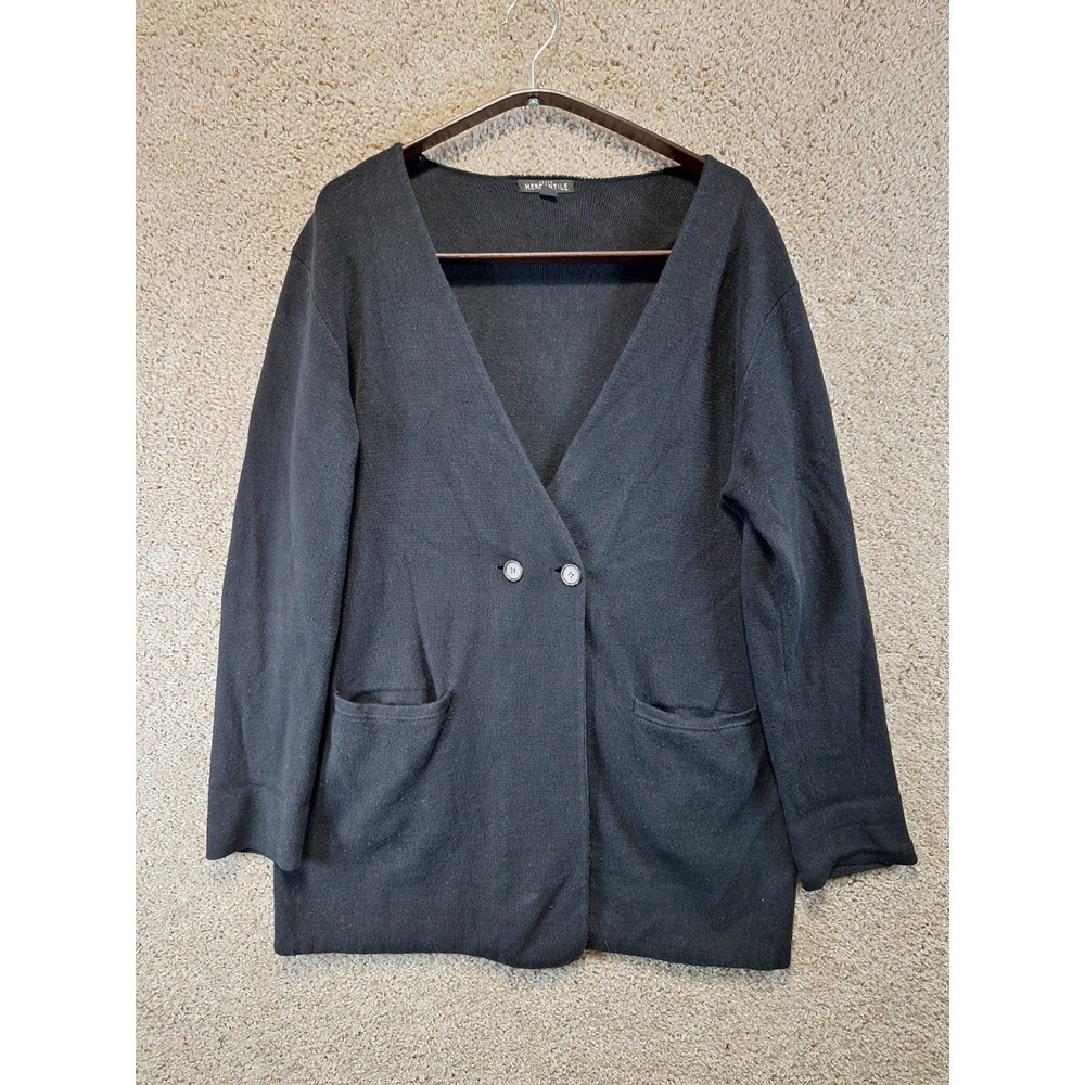 J.Crew Mercantile Cardigan Women's Medium Black Knit Pockets Button Front V Neck